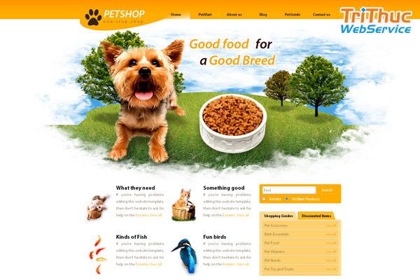 thiết kế website bán thú cưng